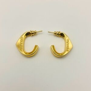 Prada Gold Sculpted Logo Hoop Earrings